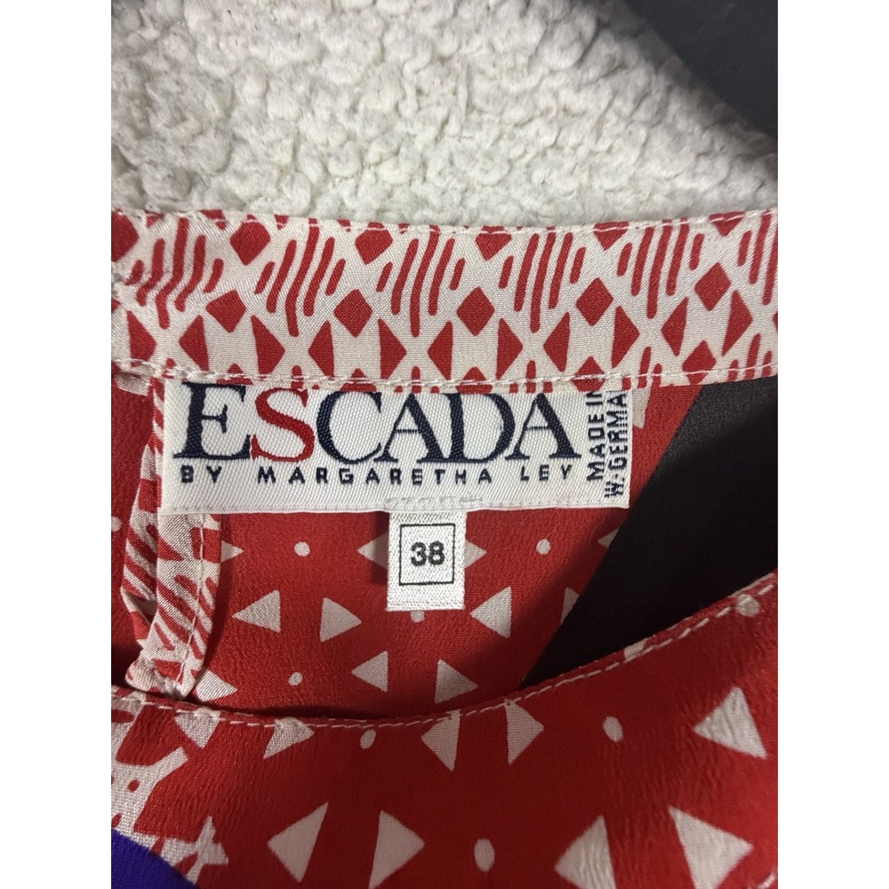 ESCADA Margaretha Ley Silk Vintage Chinese Peking Opera Mask 2 Pc Blouse Skirt - Picture 5 of 15